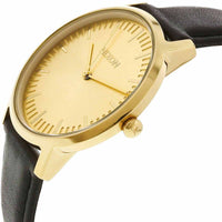Nixon Men's Quartz Watch - Porter Leather Gold Tone Dial Black Strap | A1058510 ,