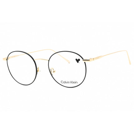 Calvin Klein Unisex Eyeglasses - Gold/Black Round Full Rim Metal Frame | CK5460 715 ,