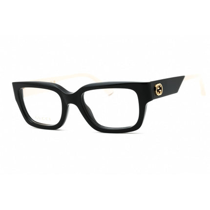 Gucci Women's Eyeglasses - Black/Ivory Rectangular Full Rim Frame | GG1666O 005 ,