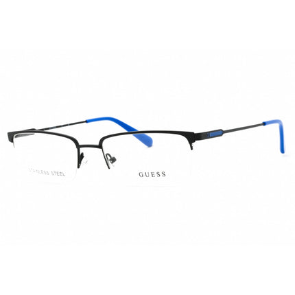 Guess Men's Eyeglasses - Matte Black Rectangular Half Rim Metal Frame | GU50005 002 ,