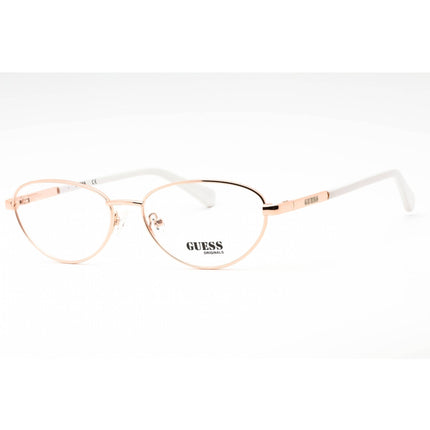 Guess Women's Eyeglasses - Shiny Rose Gold Oval Full Rim Metal Frame | GU8238 028 ,