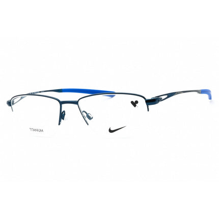Nike Men's Eyeglasses - Satin Navy Rectangular Half Rim Titanium Frame | NIKE 6045 410 ,