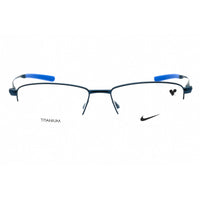 Nike Men's Eyeglasses - Satin Navy Rectangular Half Rim Titanium Frame | NIKE 6045 410 ,