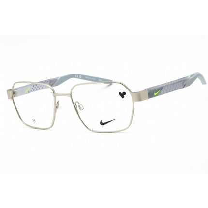 Nike Men's Eyeglasses - Satin Silver Square Full Rim Metal Frame | NIKE 8155 045 ,