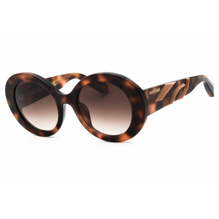 Roberto Cavalli Women's Sunglasses - Shiny Dark Havana Oval Frame | SRC010M 02BV ,