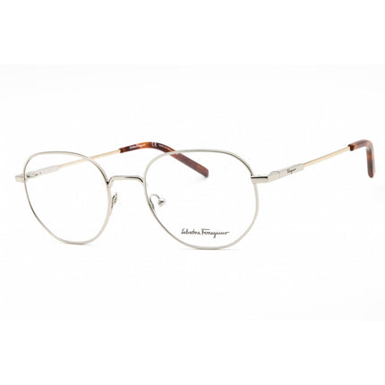Salvatore Ferragamo Men's Eyeglasses - Shiny Silver Geometric Metal Frame | SF2215 041 ,