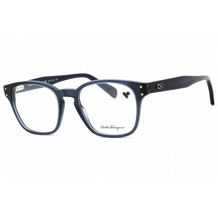 Salvatore Ferragamo Men's Eyeglasses - Crystal Navy Square Acetate Frame | SF2925 420 ,