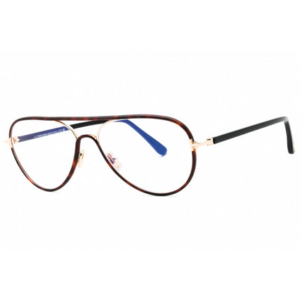 Tom Ford Men's Eyeglasses - Blonde Havana Aviator Full Rim Metal Frame | FT5897-B 053 ,
