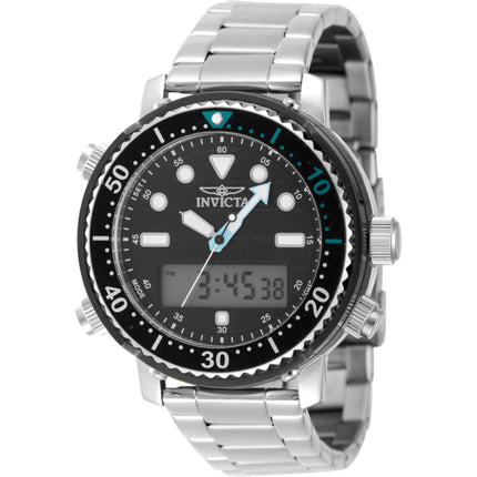 Invicta Men's Watch - Pro Diver Black Analog-Digital Dial Silver Bracelet | 48370 ,
