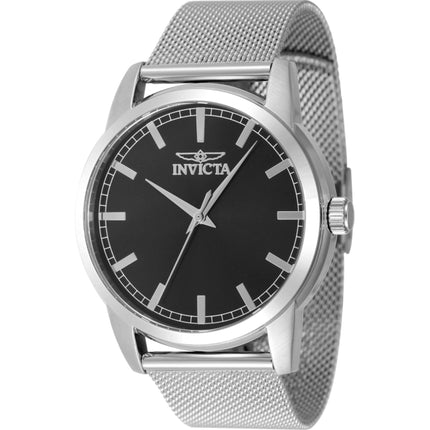 Invicta Men's Watch - Celestial Quartz Black Dial Silver Tone Mesh Bracelet | 48504 ,