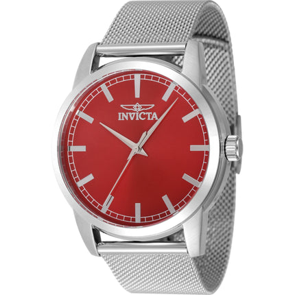 Invicta Men's Watch - Celestial Quartz Red Dial Silver Tone Mesh Bracelet | 48509 ,