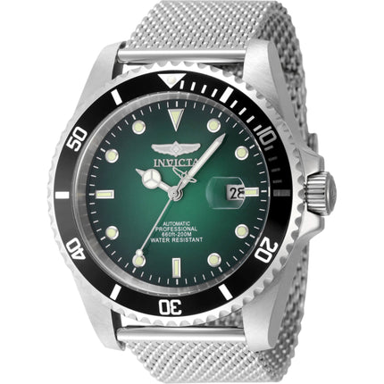 Invicta Men's Watch - Pro Diver Automatic Green Dial Silver Tone Mesh Bracelet | 48630 ,