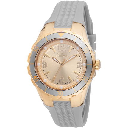 Invicta Women's Watch - Angel Quartz Gold Tone Dial Charcoal Silicone Strap | 48850 ,
