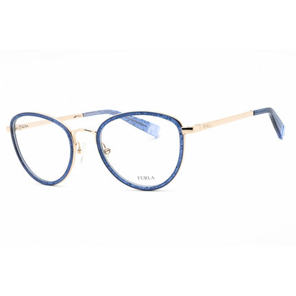 Furla Women's Eyeglasses - Clear Demo Lens Blue Metal Cat Eye Full Rim | VFU254 0WA2 ,