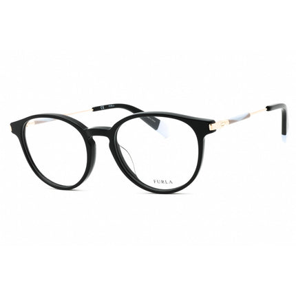 Furla Women's Eyeglasses - Black Acetate/Metal Round Full Rim Frame | VFU297 0700 ,