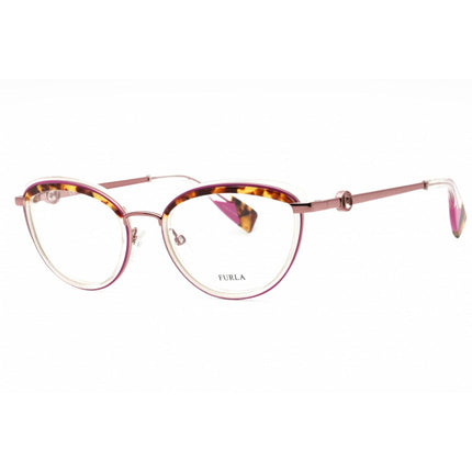 Furla Women's Eyeglasses - Burgundy Metal Cat Eye Shape Full Rim Frame | VFU357 08PP ,