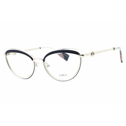 Furla Women's Eyeglasses - Clear Demo Lens Blue Metal Cat Eye Full Rim | VFU357 0E70 ,