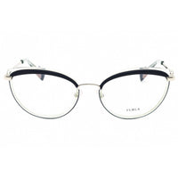 Furla Women's Eyeglasses - Clear Demo Lens Blue Metal Cat Eye Full Rim | VFU357 0E70 ,