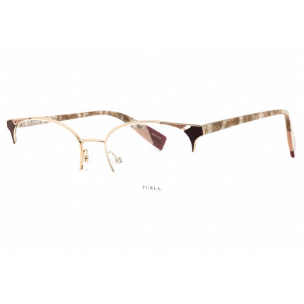 Furla Women's Eyeglasses - Burgundy Acetate/Metal Cat Eye Half Rim Frame | VFU361 08MD ,