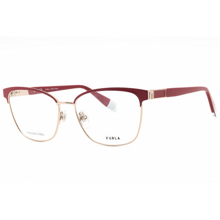 Furla Women's Eyeglasses - Clear Demo Lens Red Metal Cat Eye Full Rim | VFU389 0E59 ,