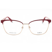 Furla Women's Eyeglasses - Clear Demo Lens Red Metal Cat Eye Full Rim | VFU389 0E59 ,