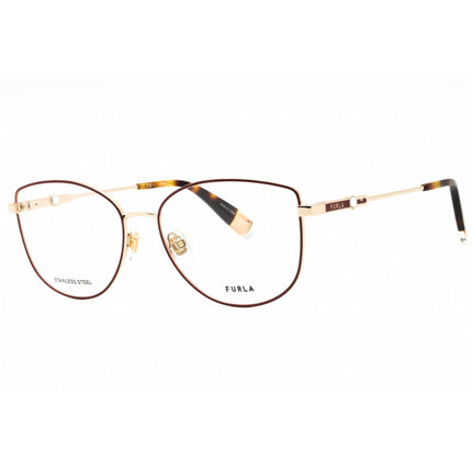 Furla Women's Eyeglasses - Clear Demo Lens Red Metal Cat Eye Full Rim | VFU391S 0492 ,
