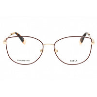Furla Women's Eyeglasses - Clear Demo Lens Red Metal Cat Eye Full Rim | VFU391S 0492 ,