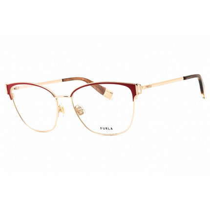Furla Women's Eyeglasses - Clear Demo Lens Gold Metal Cat Eye Full Rim | VFU443 0357 ,