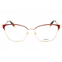 Furla Women's Eyeglasses - Clear Demo Lens Gold Metal Cat Eye Full Rim | VFU443 0357 ,
