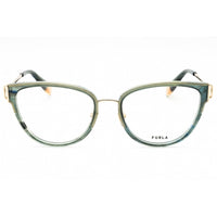 Furla Women's Eyeglasses - Green Acetate/Metal Cat Eye Full Rim Frame | VFU444 0VAD ,