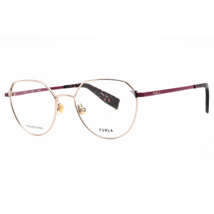 Furla Women's Eyeglasses - Rose Metal Geometric Shape Full Rim Frame | VFU502 0H60 ,
