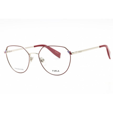 Furla Women's Eyeglasses - Burgundy Metal Geometric Shape Full Rim Frame | VFU502 0S87 ,