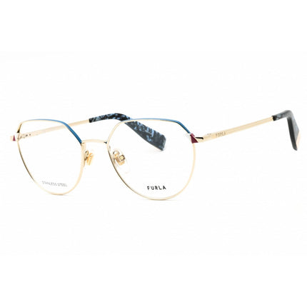 Furla Women's Eyeglasses - Gold Metal Geometric Shape Full Rim Frame | VFU502 0SNA ,