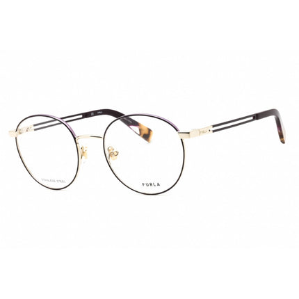 Furla Women's Eyeglasses - Clear Demo Lens Purple Metal Round Full Rim | VFU505 0SNA ,