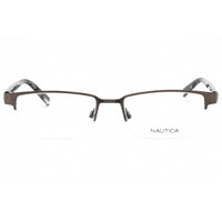 Nautica Men's Eyeglasses - Brushed Gunmetal Metal Rectangular Half Rim | N7229 033 ,