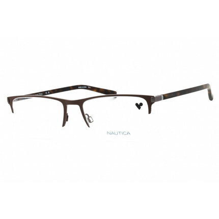 Nautica Men's Eyeglasses - Matte Brown Metal Rectangular Half Rim Frame | N7314 210 ,
