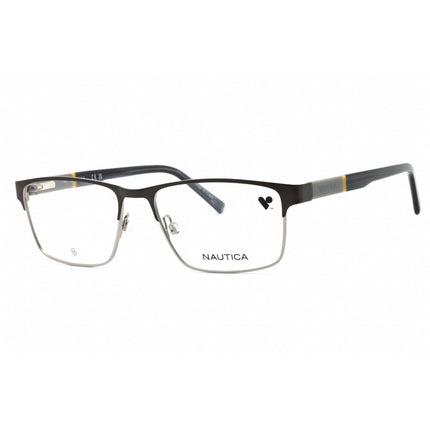 Nautica Men's Eyeglasses - Matte Gunmetal Metal Rectangular Full Rim Frame | N7334 030 ,