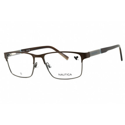 Nautica Men's Eyeglasses - Matte Brown Metal Rectangular Full Rim Frame | N7334 210 ,