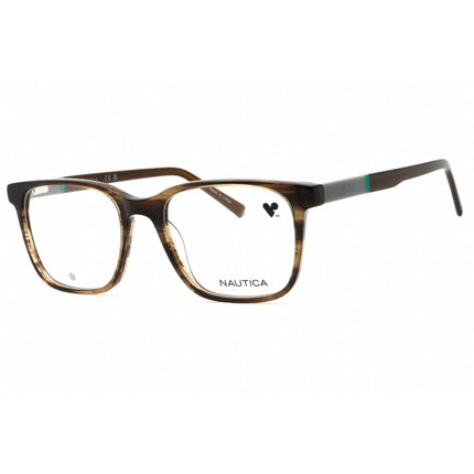 Nautica Men's Eyeglasses - Brown Horn Acetate Square Shape Full Rim Frame | N8179 221 ,
