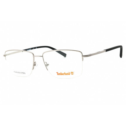 Timberland Men's Eyeglasses - Shiny Gunmetal Metal Square Half Rim Frame | TB1773 008 ,