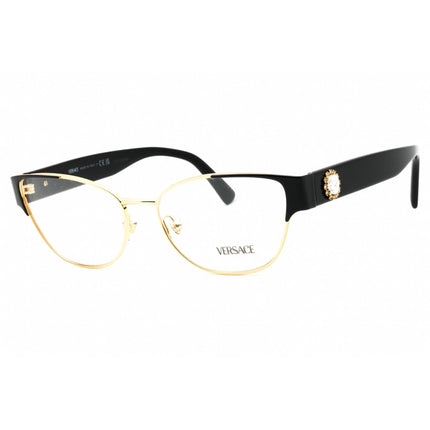 Versace Women's Eyeglasses - Gold/Black Metal Cat Eye Full Rim Frame | VE1267B 1433 ,
