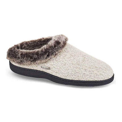 Acorn A17101 Women's Chinchilla Ragg Clog Slipper, Ivory ,