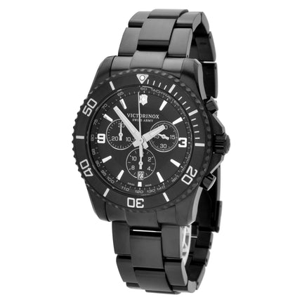 Victorinox Swiss Army Men's Chronograph Watch - Maverick Black Dial Black IP Steel | 241797 ,