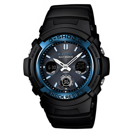 Casio Men's Ana-Digi Watch - G-Shock World Time Black Resin Strap Dive | AWGM100A-1A ,