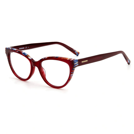 Missoni Women's Eyeglasses - Burgundy Pattern Plastic Cat Eye Frame | MIS 0091 0SR8 ,