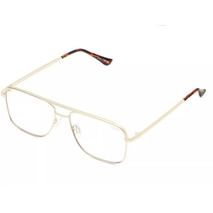 Quay Women's Eyeglasses - Gold Acetate Aviator Full Rim Frame | QT 000729 GLD/CLRRX ,