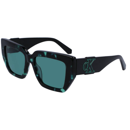 Calvin Klein Jeans Women's Sunglasses - Green Havana Butterfly Frame | CKJ23608S 237 ,