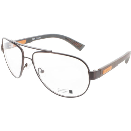Contrast Unisex Eyeglasses - Demo Lens Metal Aviator Full Rim Frame | Cts101 Brown ,