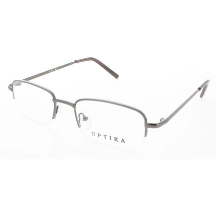 Optika Unisex Eyeglasses - Gunmetal Metal Rectangular Half Rim Frame | OM 118 GUN 51 ,