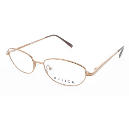 Optika Unisex Eyeglasses - Brown Metal Oval Full Rim Frame Demo Lens | OM 119 BRN 51 ,